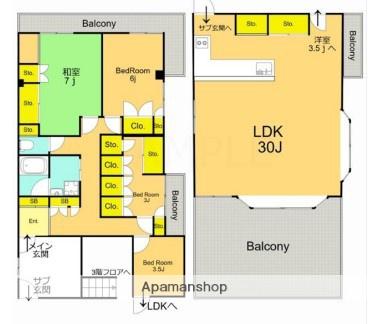 クレドール(3LDK/4階)の間取り写真