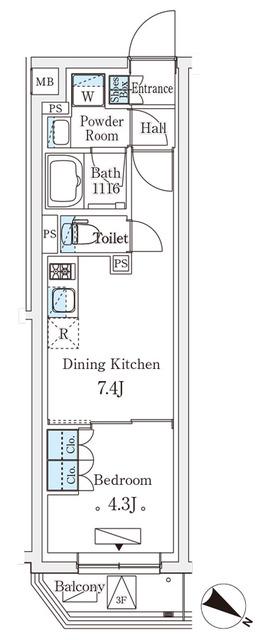 参宮橋ビューアパートメント(1DK/4階)の間取り写真