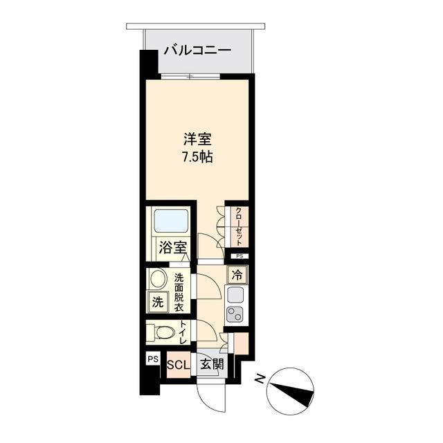 オープンブルーム二子(1K/6階)の間取り写真