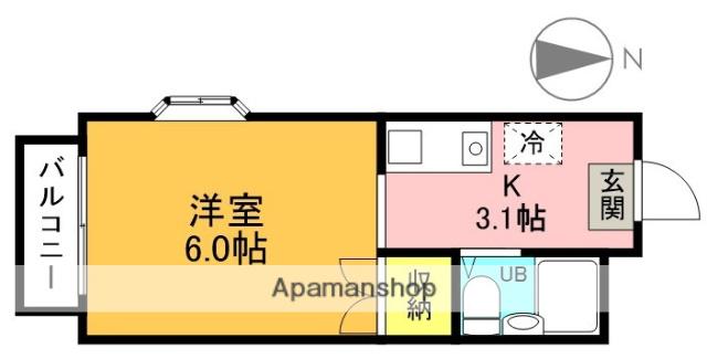 コテージ戸塚(ワンルーム/2階)の間取り写真