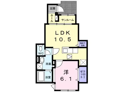 カルム小日向(1LDK/1階)の間取り写真