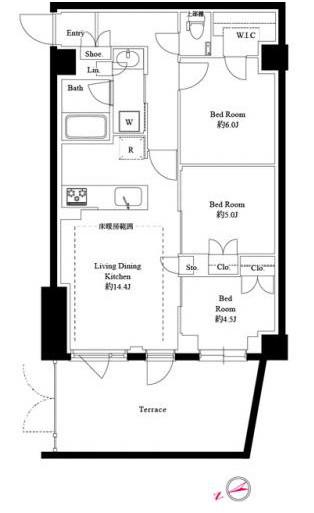 343レジデンス後楽園(3LDK/B1階)の間取り写真
