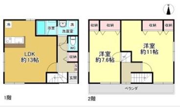 東武鉄道亀戸線 東あずま駅 徒歩6分 2階建 築62年(2LDK)の間取り写真