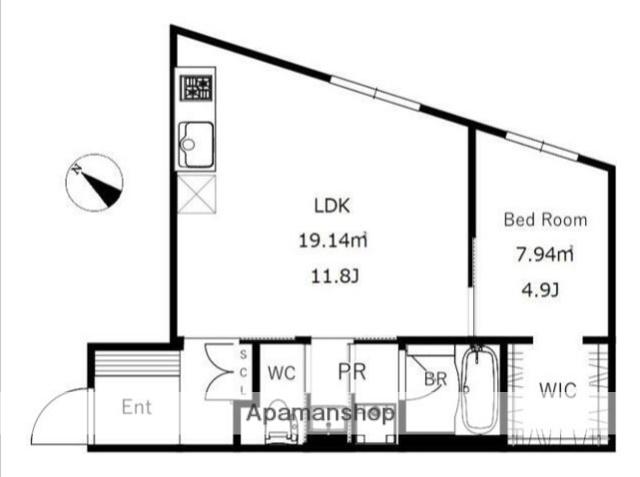 CREAL学芸大学(1LDK/4階)の間取り写真