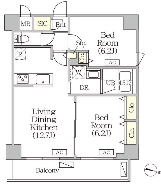 ORSUS志村坂上(2LDK/5階)の間取り写真