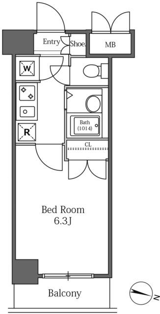 LA SANTE広尾(1K/9階)の間取り写真