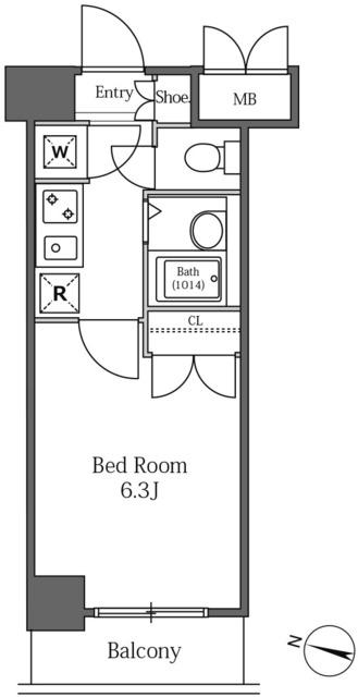 LA SANTE広尾(1K/6階)の間取り写真