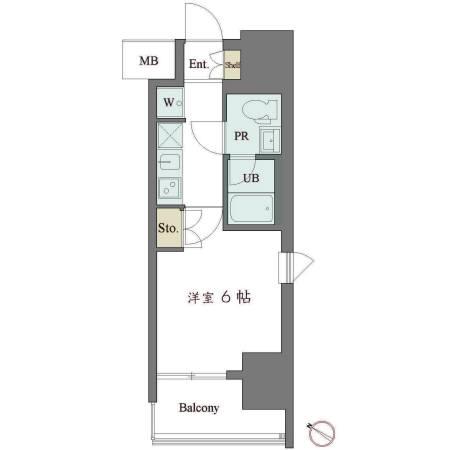 カスタリア大井町(1K/12階)の間取り写真