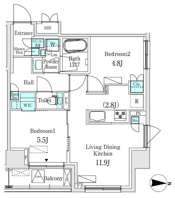 ASMACI MAISON両国Ⅰ(2LDK/2階)の間取り写真