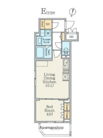 クレストコート池上六丁目(1LDK/4階)の間取り写真