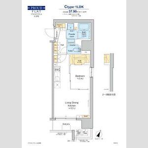 プラウドフラット大井町(1LDK/12階)の間取り写真