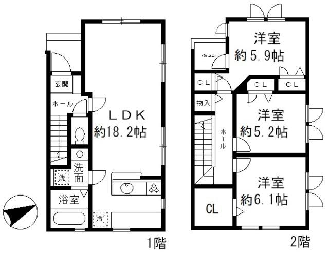 ＨＩＬＬ　ＴＯＰ(3LDK)の間取り写真