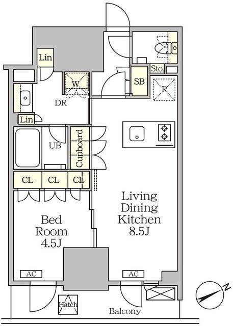 ザ・パークハビオ大森山王(1LDK/4階)の間取り写真