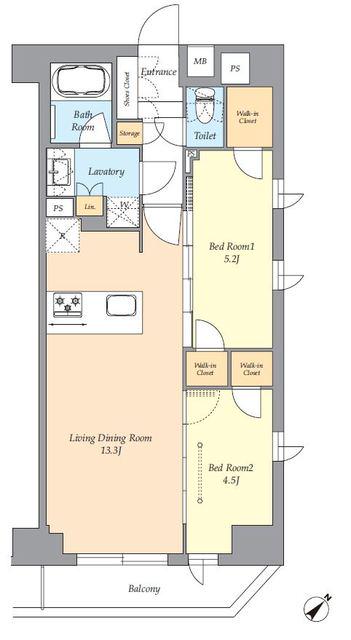 AIFLAT渋谷西原(2LDK/2階)の間取り写真