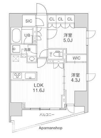 シーズンフラッツ大井町(1SLDK/13階)の間取り写真