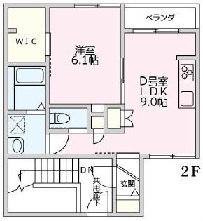 OHKHILL成田東(1LDK/2階)の間取り写真