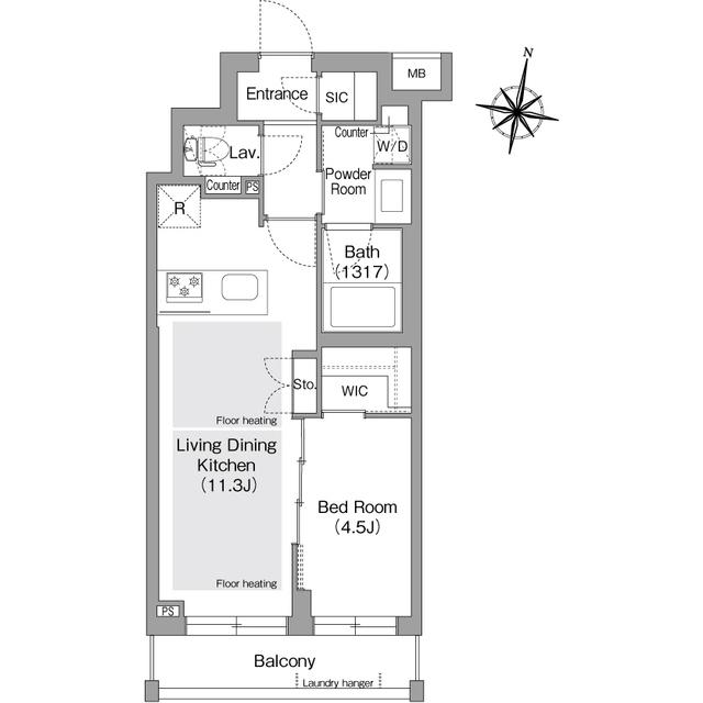 コンフォリア・リヴ東中野(1LDK/2階)の間取り写真