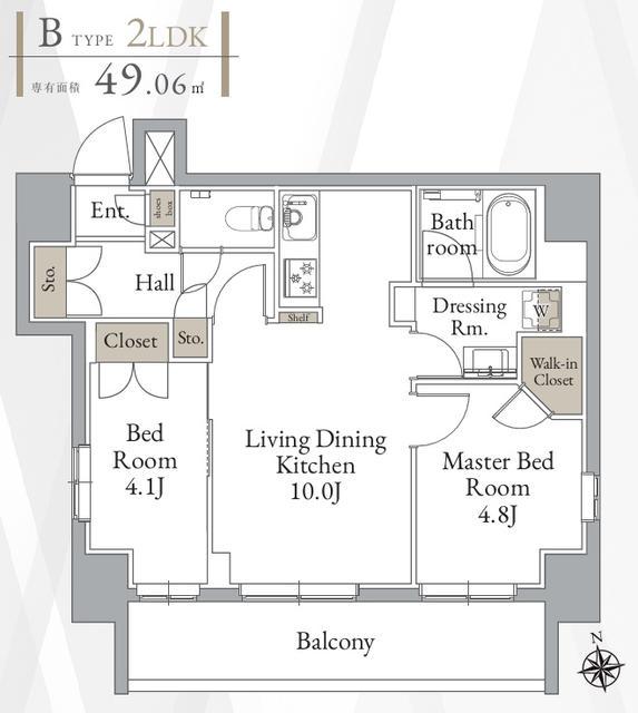 LIVECASA高円寺(2LDK/5階)の間取り写真