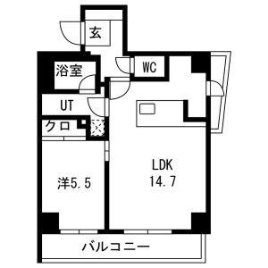スパシエ幡ヶ谷(1LDK/5階)の間取り写真
