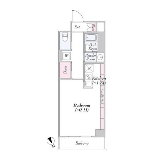 ヴァンテ・アン神楽坂(ワンルーム/4階)の間取り写真