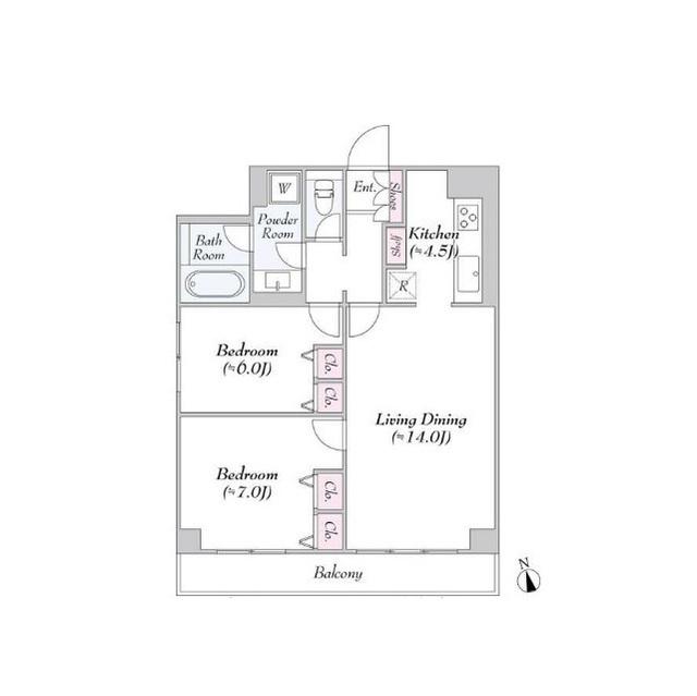 ヴァンテ・アン神楽坂(2LDK/3階)の間取り写真