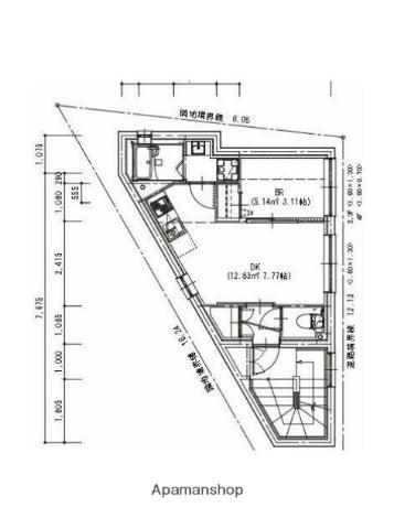 スワンクロスビル(1DK/4階)の間取り写真