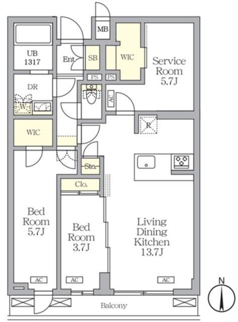 アジールコート都立大学(2SLDK/2階)の間取り写真