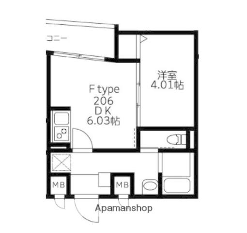 U RESIDENCE武蔵小山(1DK/1階)の間取り写真