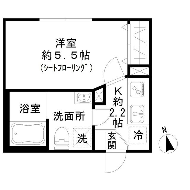 STRIPES東大井(1K/3階)の間取り写真