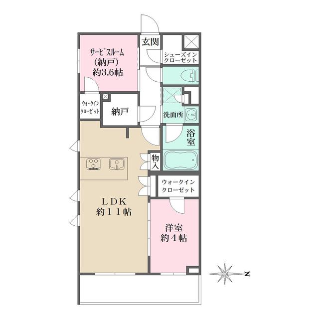 LA PERLA JIYUGAOKAⅡ(1SLDK/1階)の間取り写真