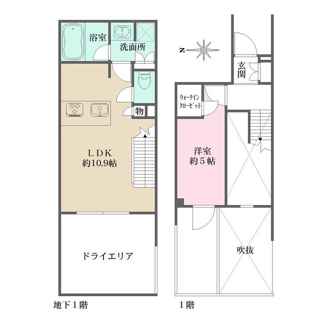 LA PERLA JIYUGAOKAⅡ(1LDK/1階)の間取り写真