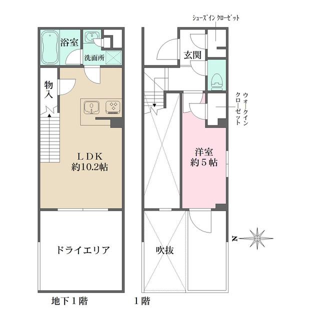 LA PERLA JIYUGAOKAⅡ(1LDK/1階)の間取り写真