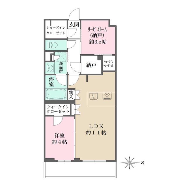 LA PERLA JIYUGAOKAⅡ(1SLDK/2階)の間取り写真