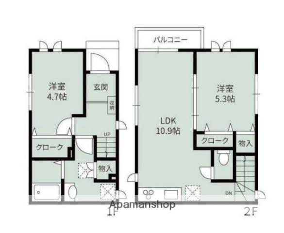 洗足１丁目テラスハウス(2LDK)の間取り写真