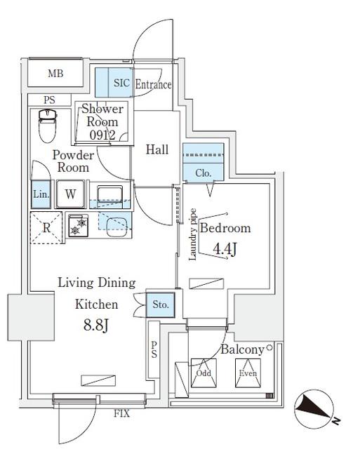 URBAN BREEZE 恵比寿(1LDK/9階)の間取り写真