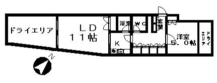 HF碑文谷レジデンス(1LDK/B1階)の間取り写真