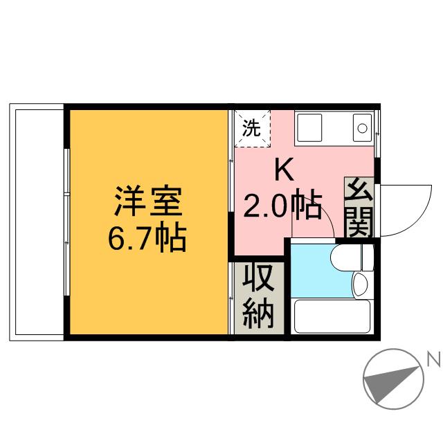 ハイツみのり(1K/2階)の間取り写真