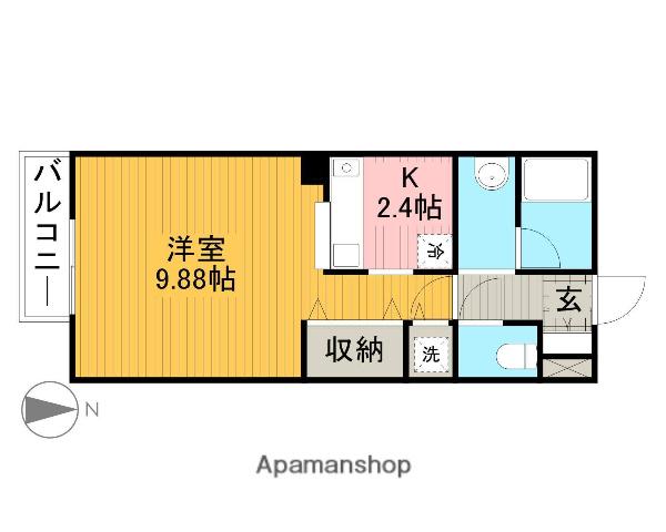 シャルマンハイツⅡ(ワンルーム/2階)の間取り写真