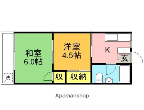 岡本ハイツ(2K/2階)の間取り写真