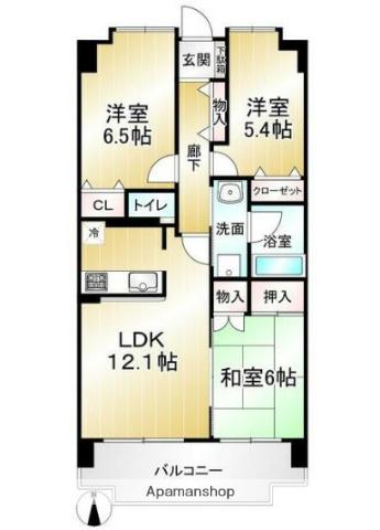 ライフステージ武蔵野(3LDK/5階)の間取り写真