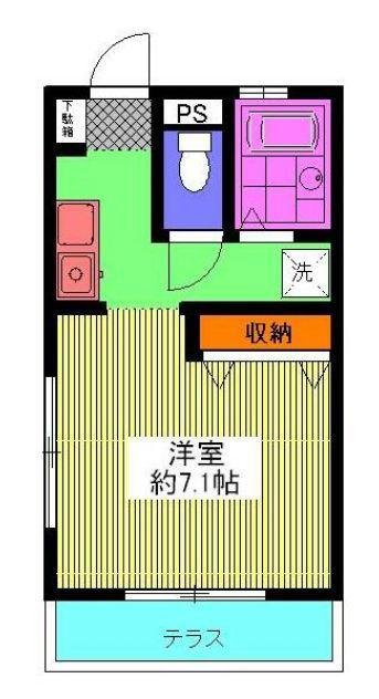 ハイツYAMAMOTO(1K/2階)の間取り写真