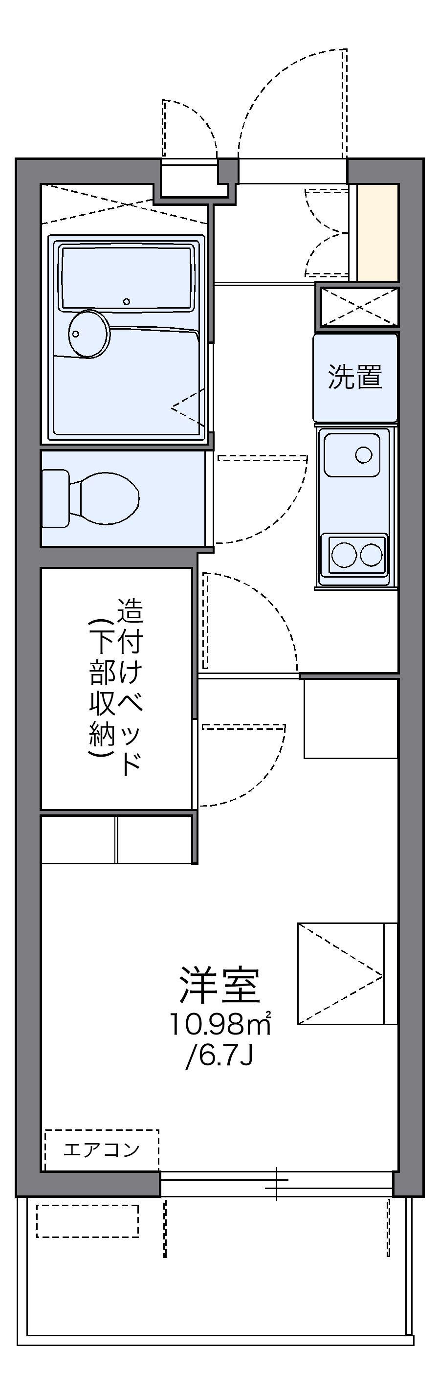 レオパレスユートピアコート(1K/2階)の間取り写真