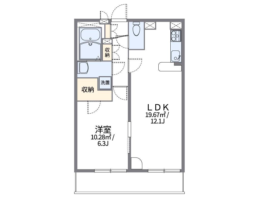 レオパレスイーストAGEⅠ(1LDK/3階)の間取り写真
