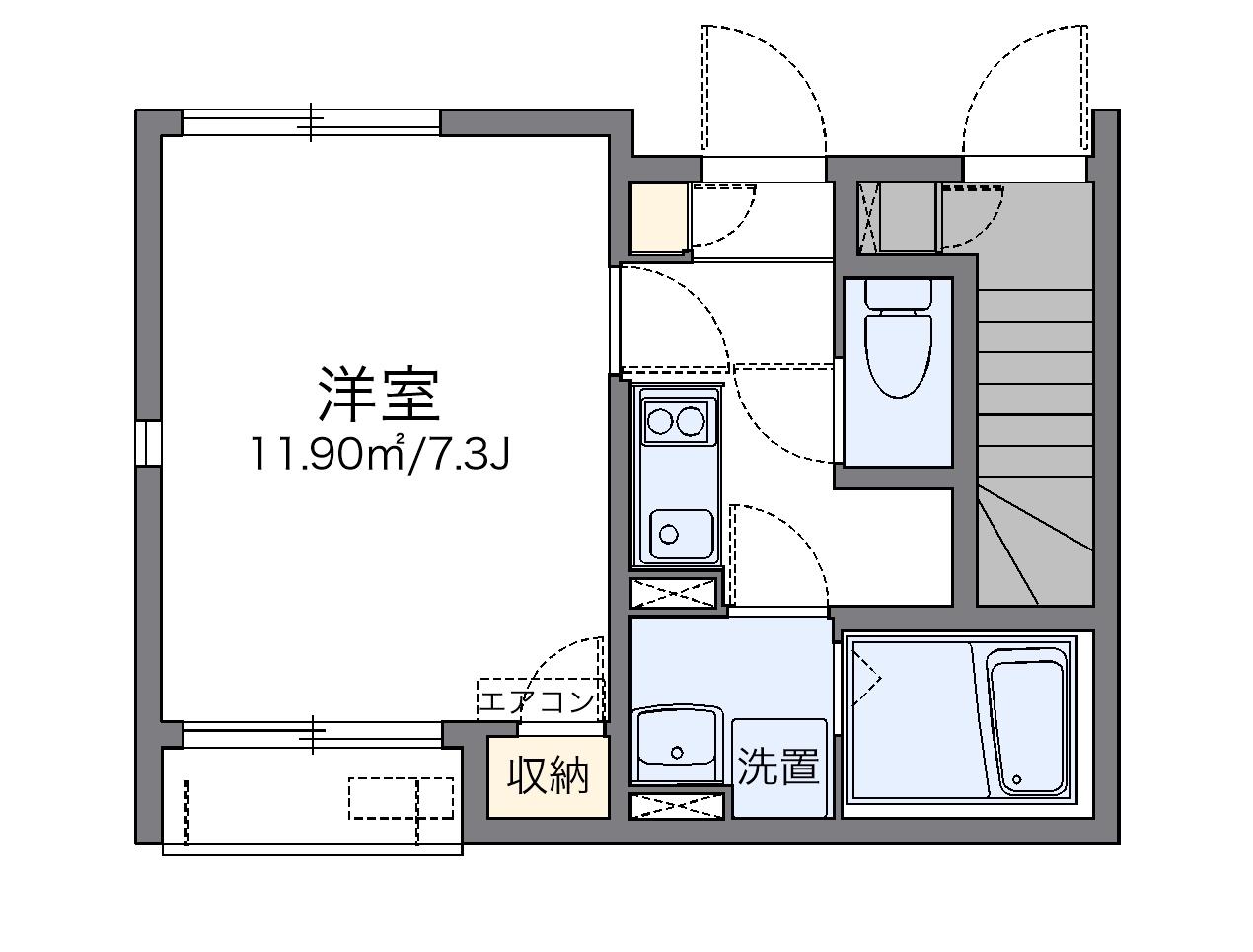 レオネクストアロハステイツ(1K/1階)の間取り写真