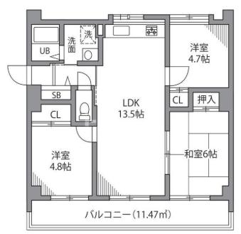 シルヴァン中原(4LDK/5階)の間取り写真