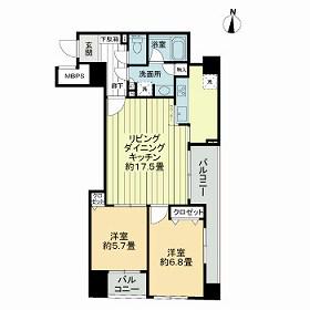 ライオンズマンション三鷹中央通(2LDK/4階)の間取り写真