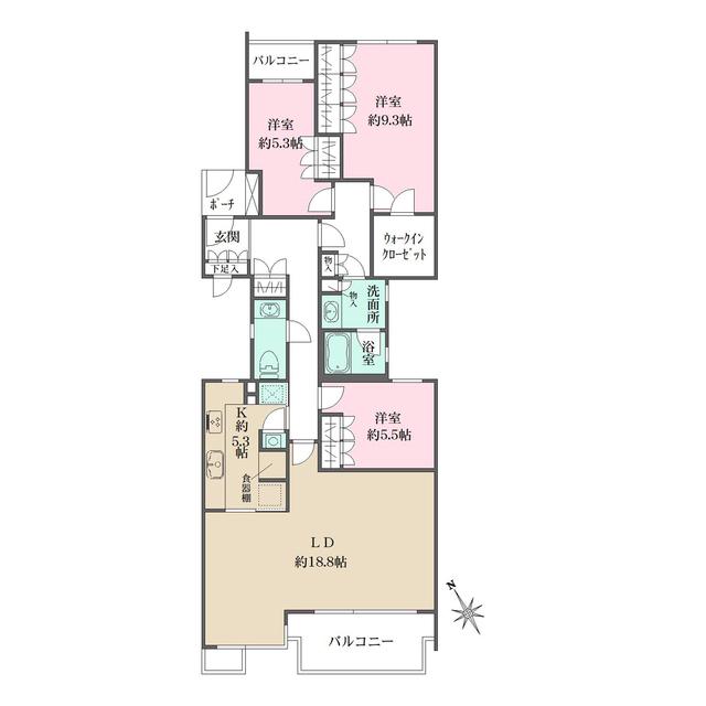 Uガーデン杉並(3LDK/2階)の間取り写真