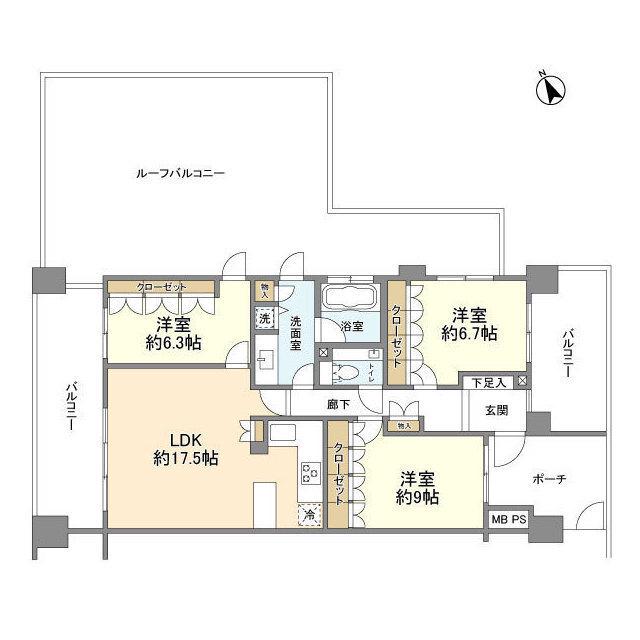 クリオレミントンハウス阿佐ヶ谷(3LDK/12階)の間取り写真