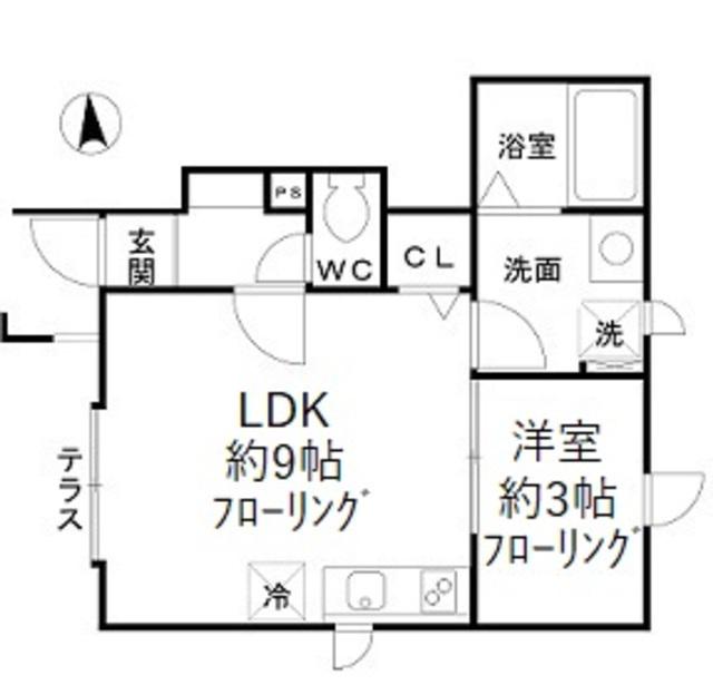 シダーハウス(1LDK/1階)の間取り写真