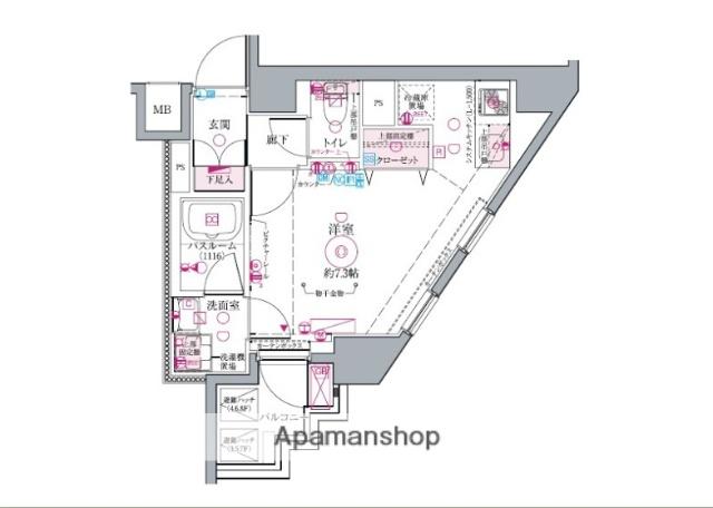 クレヴィスタ代田橋(ワンルーム/4階)の間取り写真